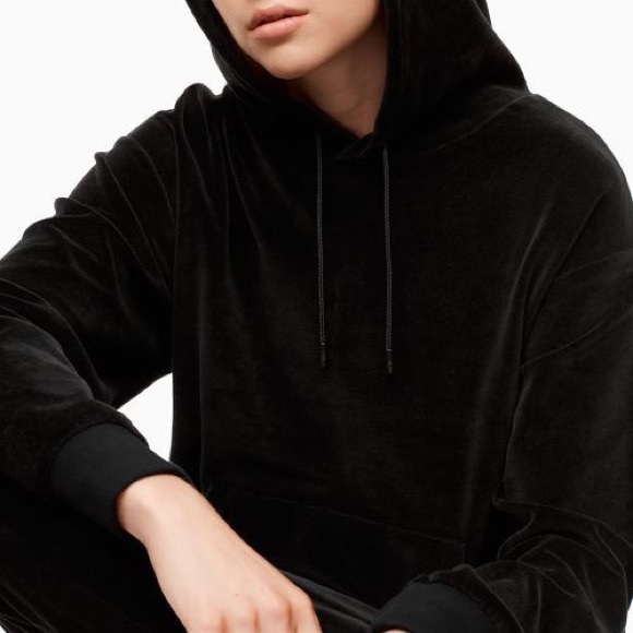ARITZIA Black TNA Segura Velour/Velvet Hoodie - Picture 2 of 4